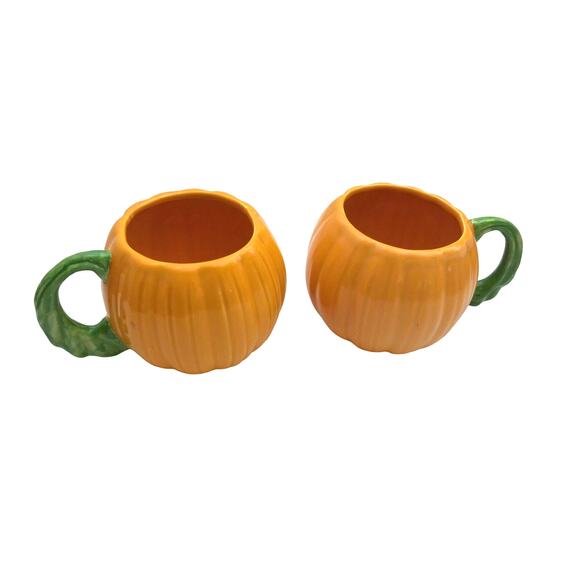 Vintage Pumpkin Cups Mugs Set of 2 New - Picture 1 of 8